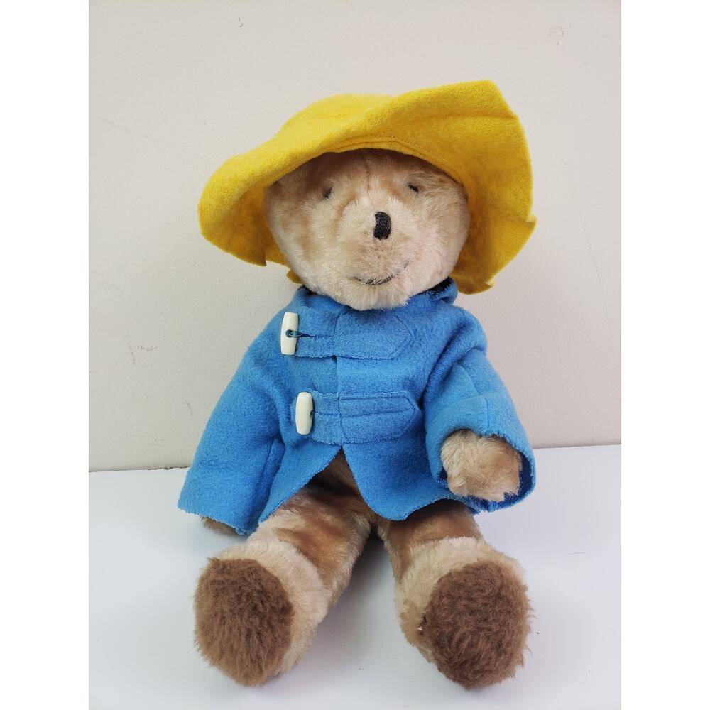 VINTAGE 1975 PADDINGTON BEAR Eden Toys 14” Plush Yellow Hat Blue Coat